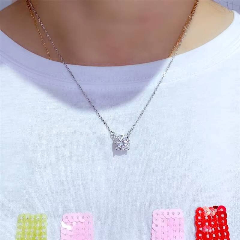 Fancy Jewelry Customize 14k Moissanite Pendant 1ct White D Color Diamond Necklace Jewelry Engagement Birthday Party Gifts