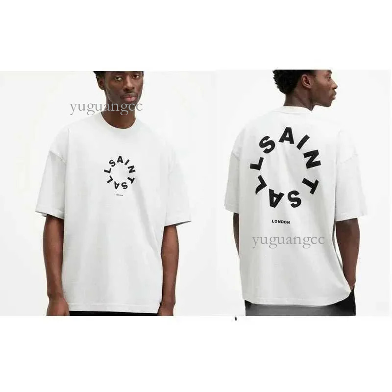 Men's all saint t shirt and niche trend brand high quality T-shirt summer loose classic letter print short Slve couple pure cotton a8f