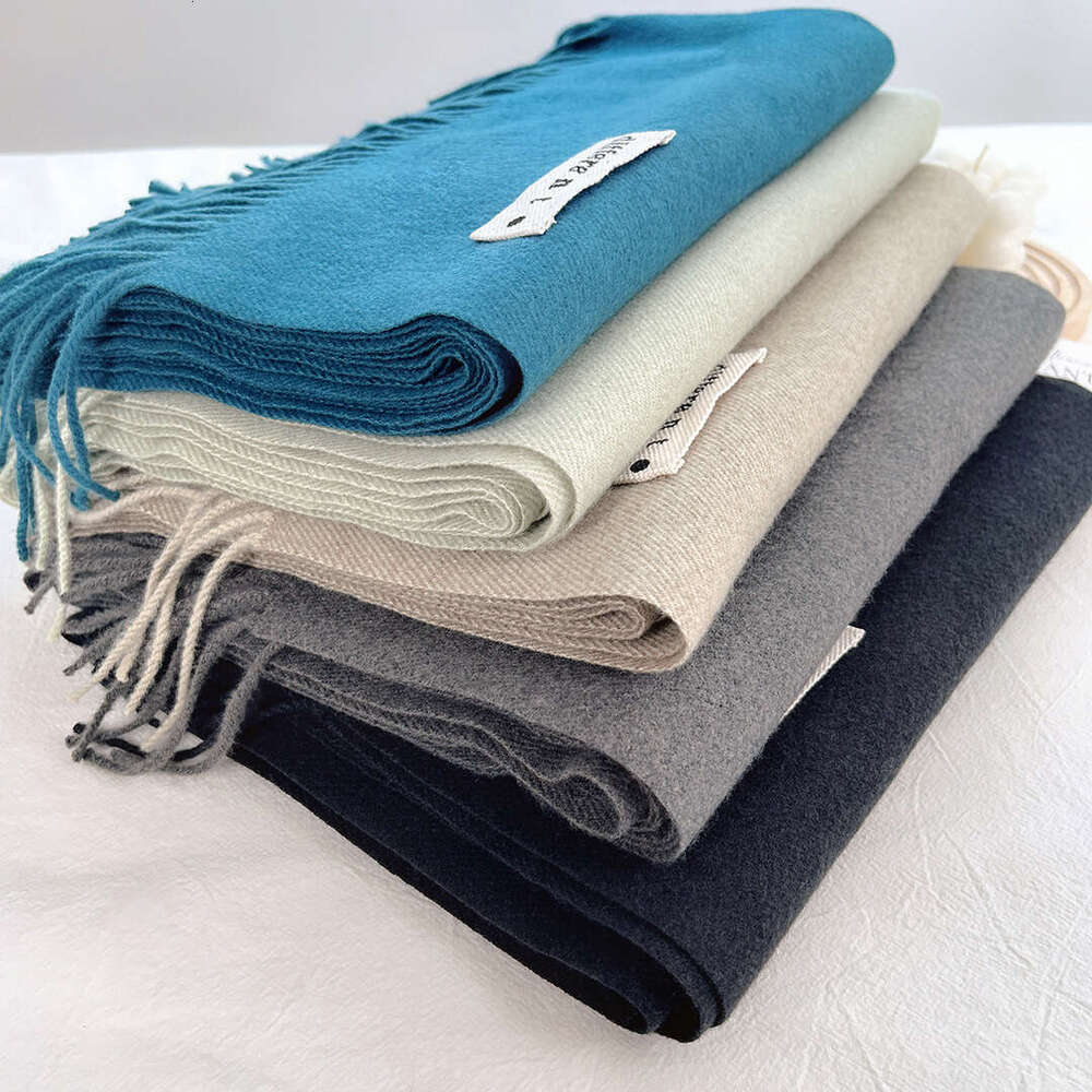Women's Autumn Winter High-Quality Imitation Cashmere Feel Tassel Scarf Warm Single Shawl Japanese Korean Solid Color Neck Warmer
