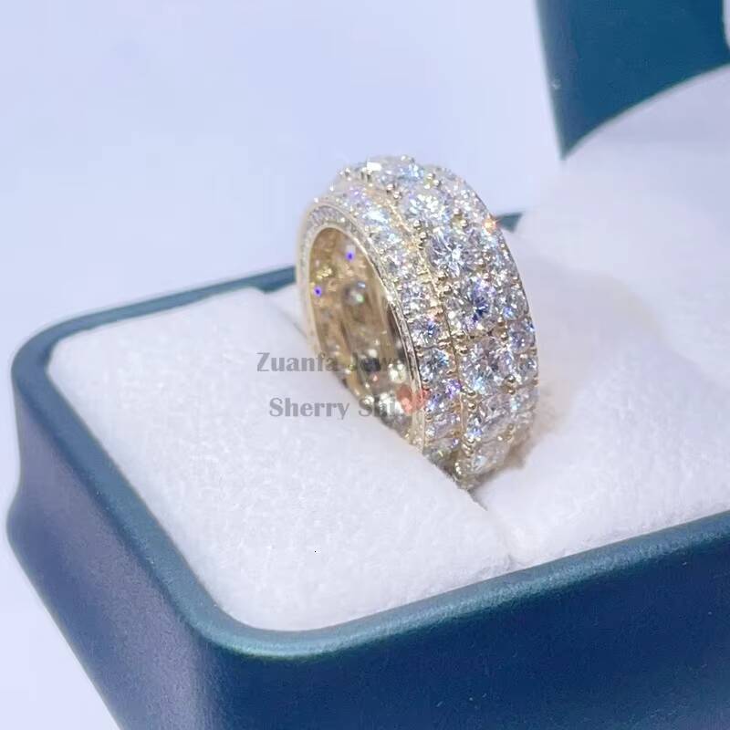 925 Silver 10k 14k 18k Vvs Moissanite Diamond Men Ring Band Gold Eternity Ring