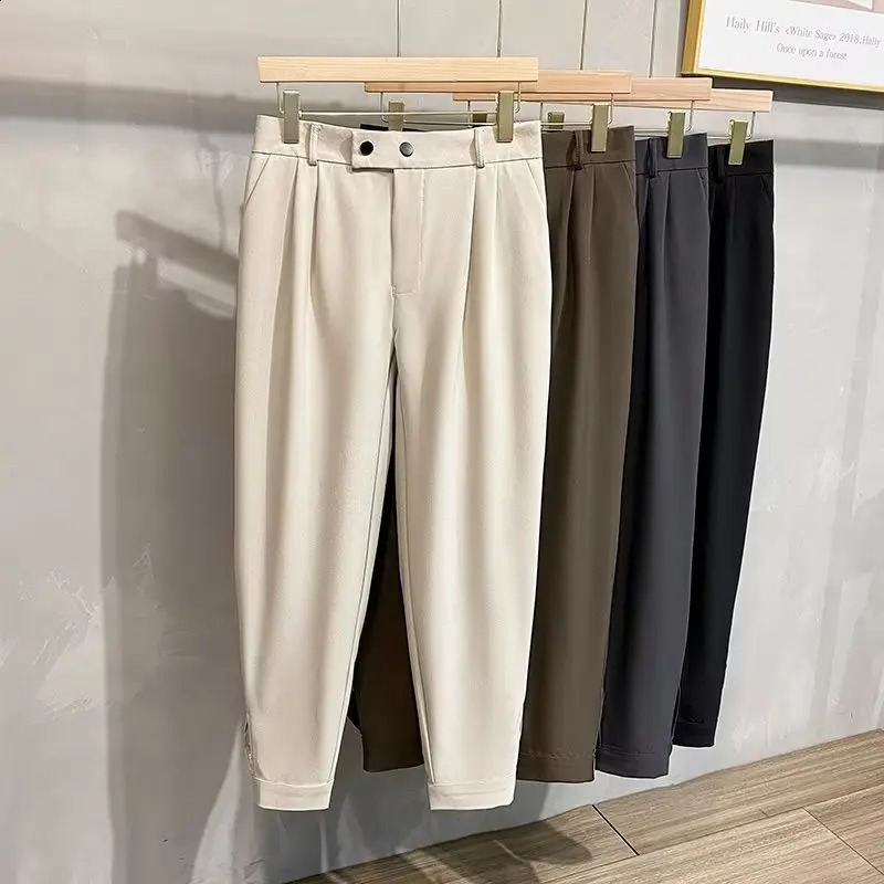 Luxury Fashion Straight Mens Casual Pants Spring Summer Korean Suit Pant Harem Business Formal Male Trousers Trendy Brand 251027