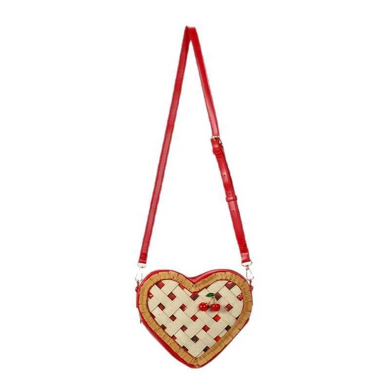 Sweet Love Hearts Shaped Crossbody Bag for Women Cute Cherry Ornament Red Shoulder Bags for Girls Funny Small Phone Purses 2025W251028