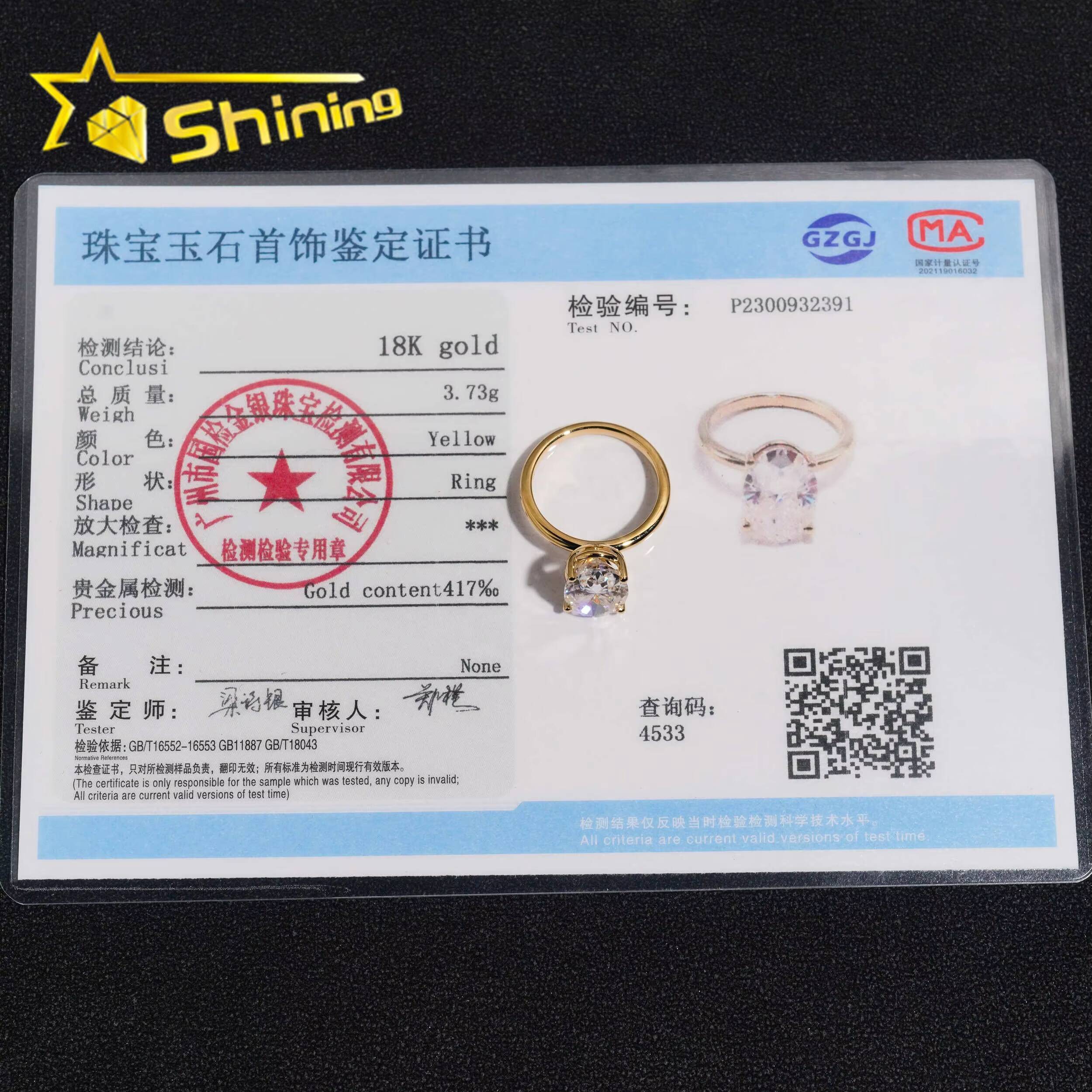 10K 14K 18K Solid Real Gold Engagement Rings 45CT Oval D Color VVS Moissanite Diamond Wedding Ring