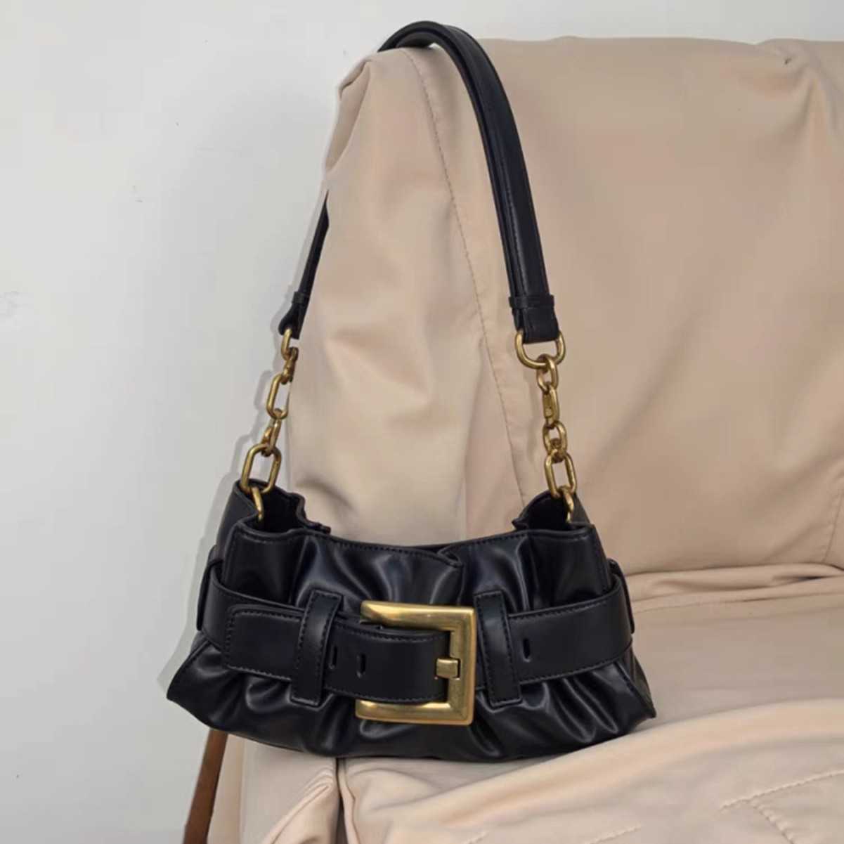 Holiday Chanson Soft Leather Wrinkled Tote Large Bag for Women 2025 New Single Shoulder Bag Underarm Large Capacity Fashion Cloud Bag