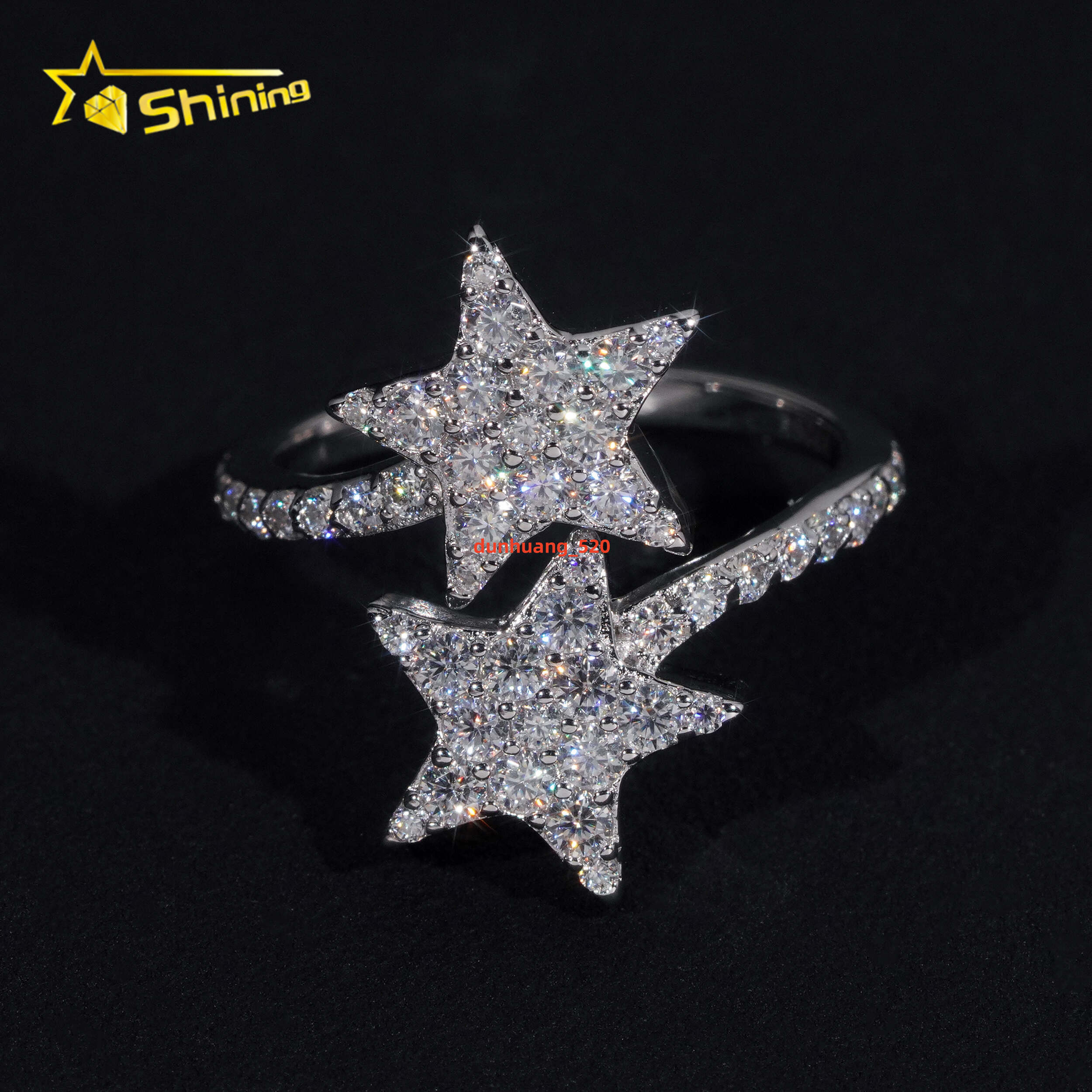 Wedding Jewelry Luxury Women Wedding Ring Pass Diamond Tester 925 Sterling Silver Round Brilliant Cut Moissanite Engagement Ring