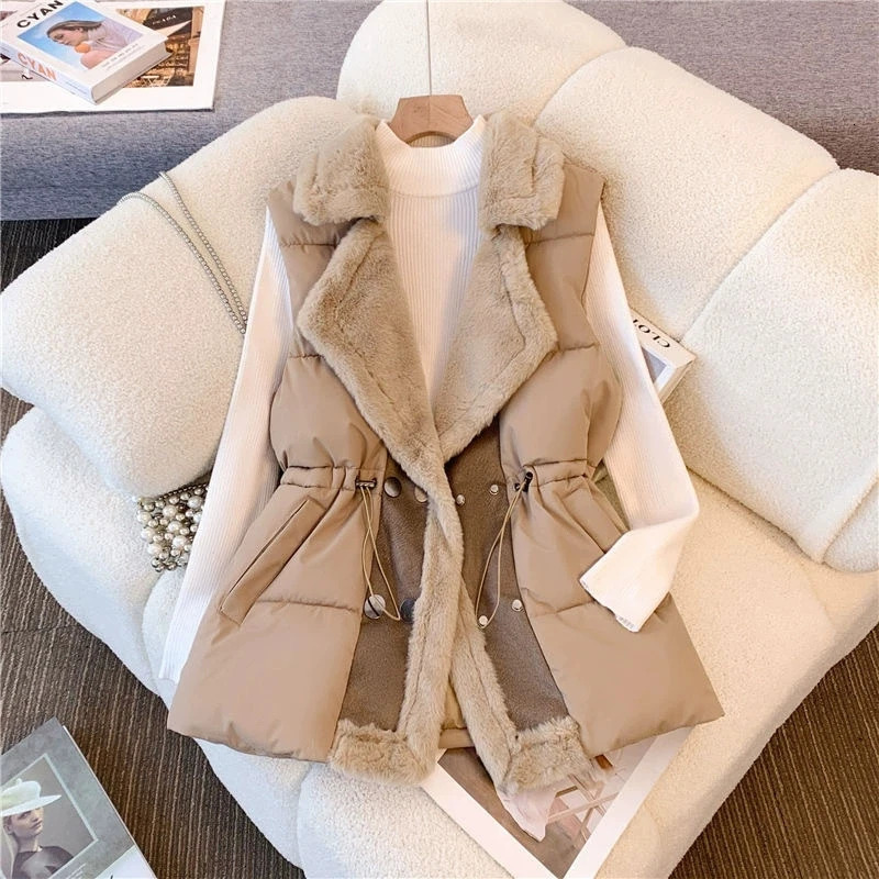 2025 Large Size DoubleBreasted Fur Collar Vest Coat WomenS Winter Fur Cotton Vest Female Vest Jacket Women Waistcoat Coat 251027