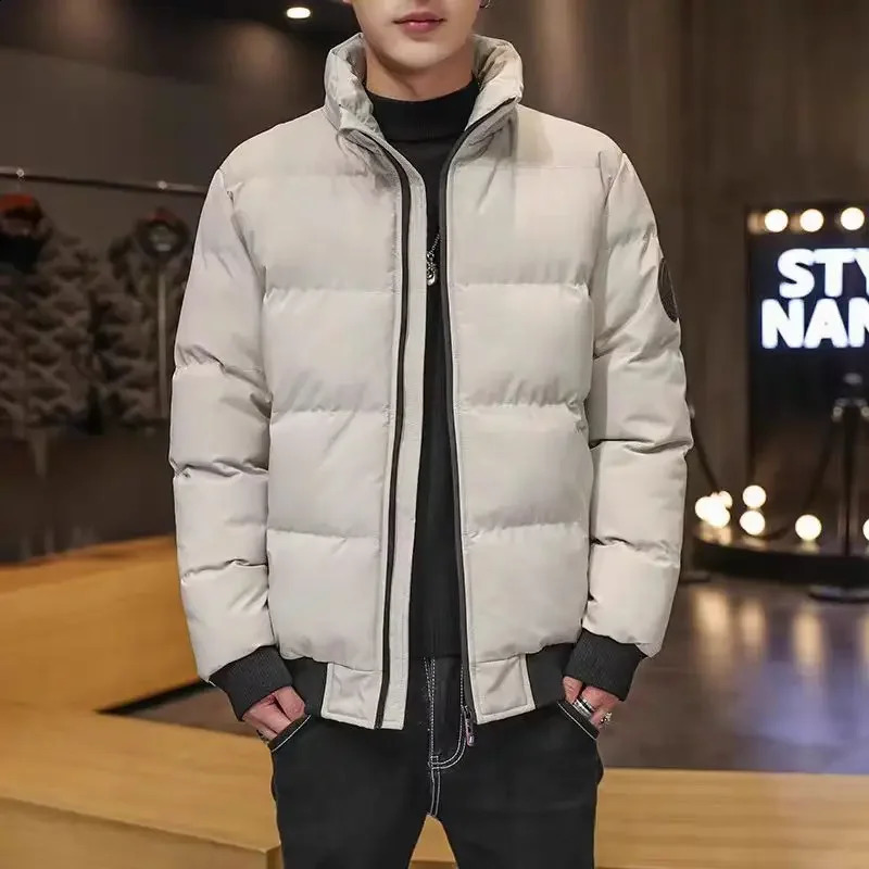 Mens Winter Jacket Thickened Down Cotton Coat Autumnwinter Warm Top Stand Collar Trendy Casual 251027