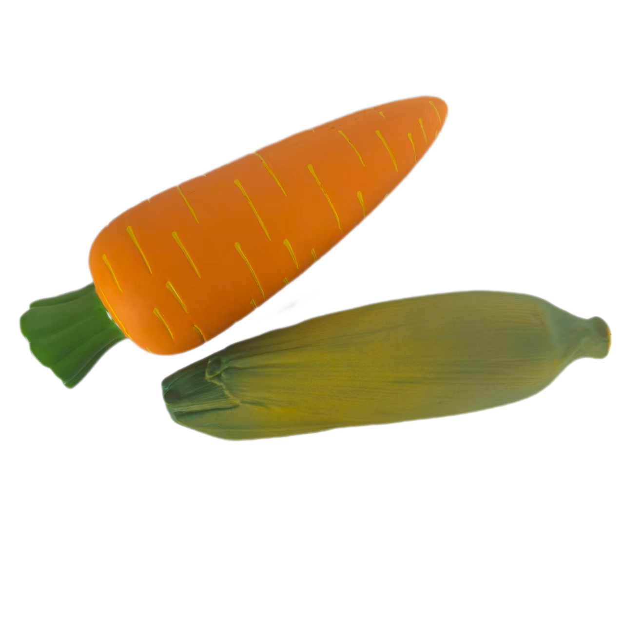 Latex Screaming Chewy Dog Toy Soft Natural Rubber Interactive Squeaky Carrot & Maize Shaped Dog Toys with Bright Colors for Large Dogs 2pcs/Pack