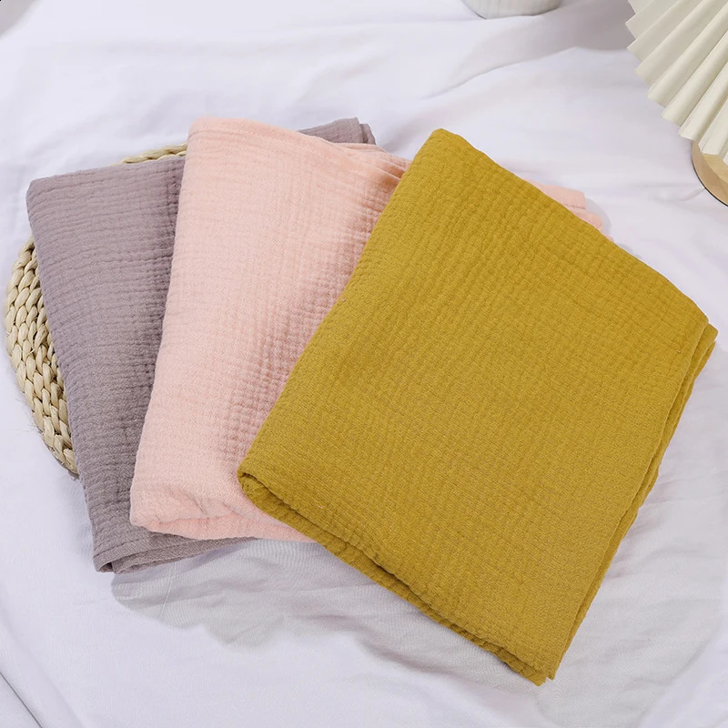 Simple Baby Bath Swaddle Wrap 100 Cotton born Receiving Blanket Infants Soild Sleeping Quit Bed Cover Blankets 251027