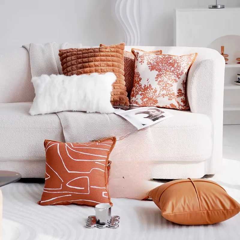 Pillow Case 30X5045x45CM Orange Cream Throw Cover Light Luxury Nordic Sofa Cushion Waist Cover Home Decorative case C251028