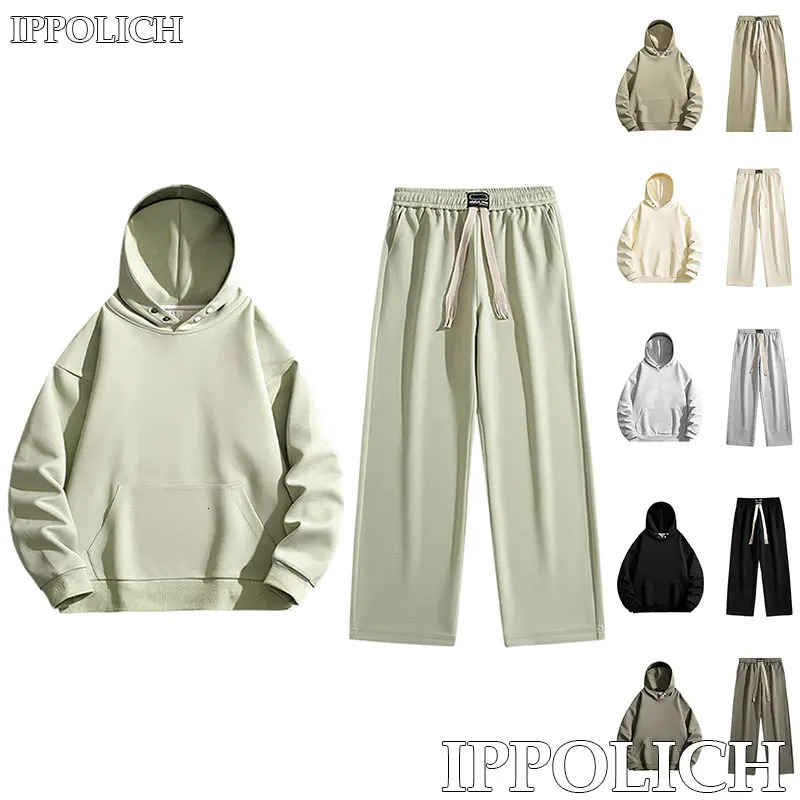 Unisex 2 Piece Set Fitness Running Casual Sport Set Comfortable Casual Sport Solid Color Suit Hooded Pullover Sweatshirt Trouser 251027