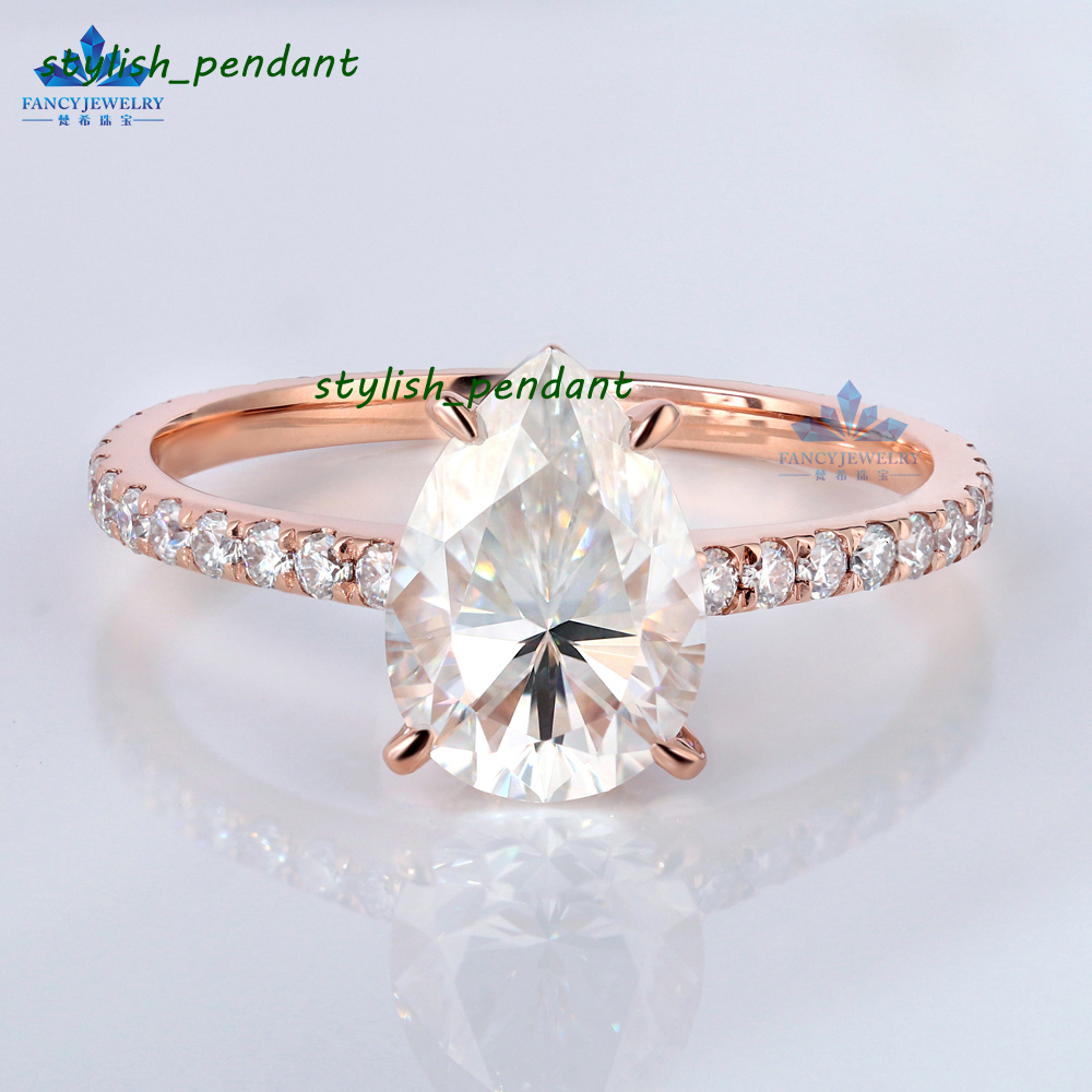 Lab Ceate Diamond Ring 14k Gold 2ct Pear Cut Moissanite Diamond Ring Ladies Wedding Band Engagement Ring Diamond