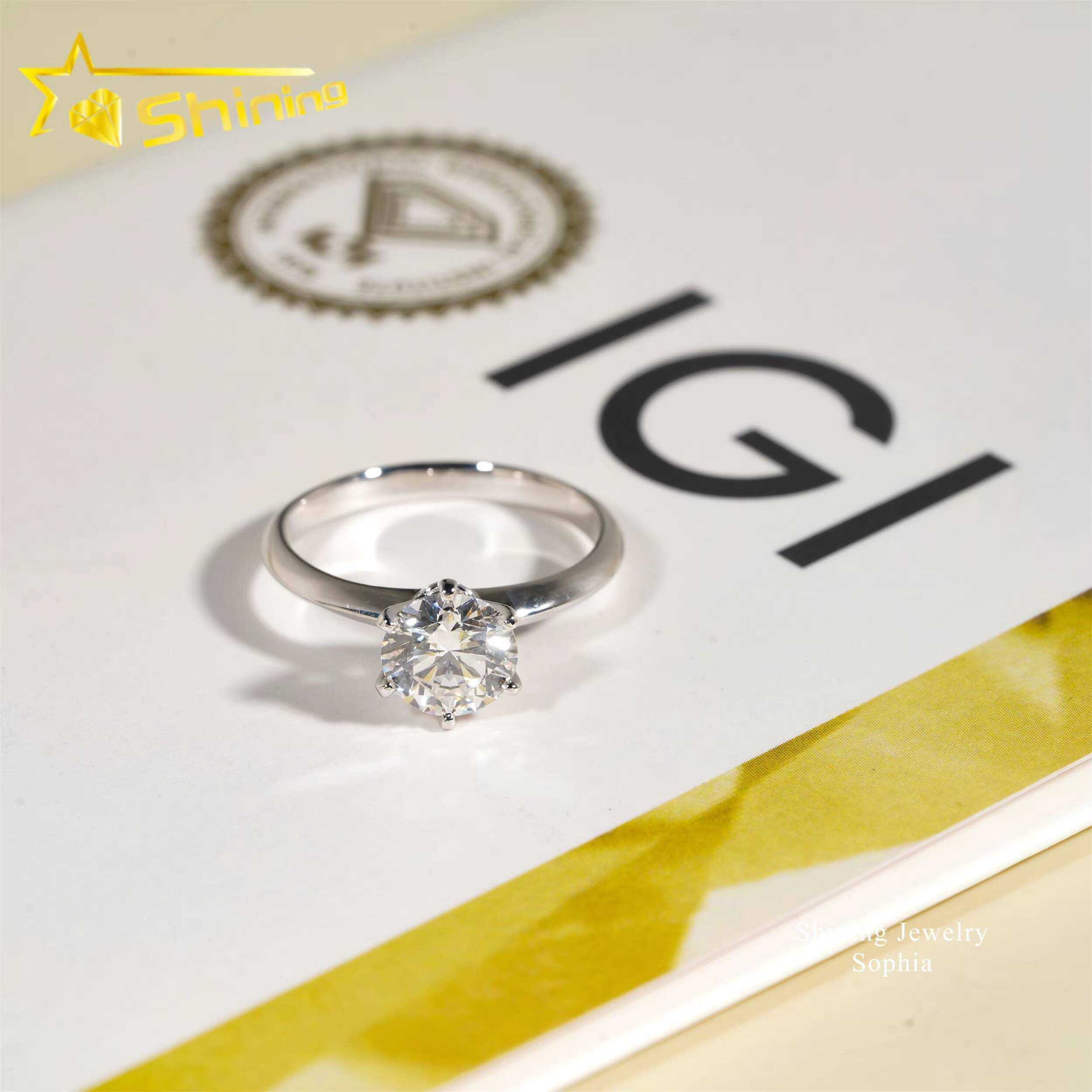 IGI Certificate Solitaire Design Wedding Ring Band 18K Real Solid Gold 3carat Lab Grown Diamond Rings Women Engagement Ring