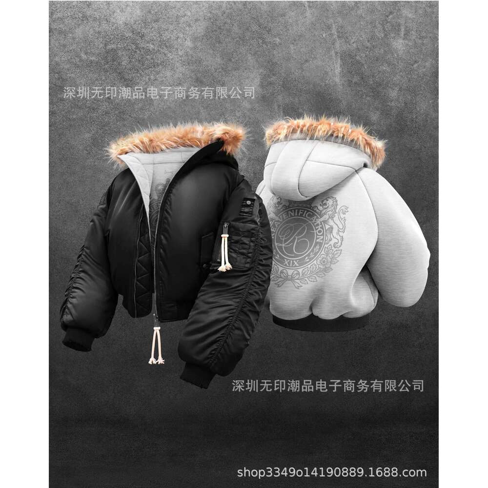 Winter Hooded Sweatshirt with Plush Hat Fashionable Unisex Reversible Street Hoodie