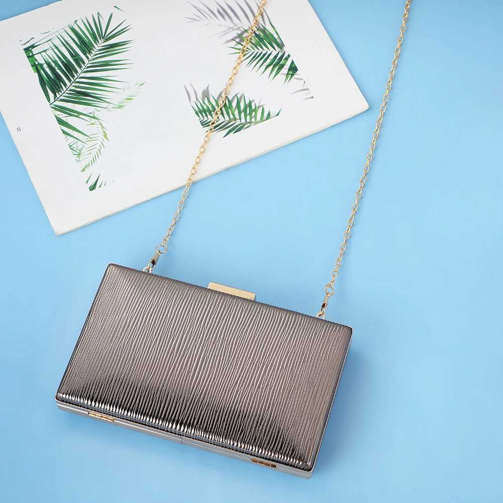 Womens Pure Black Leather Crossbody Bag with Metal Chain Single Shoulder Bag for Banquet Party Dinner Evening Gown Wedding H251027