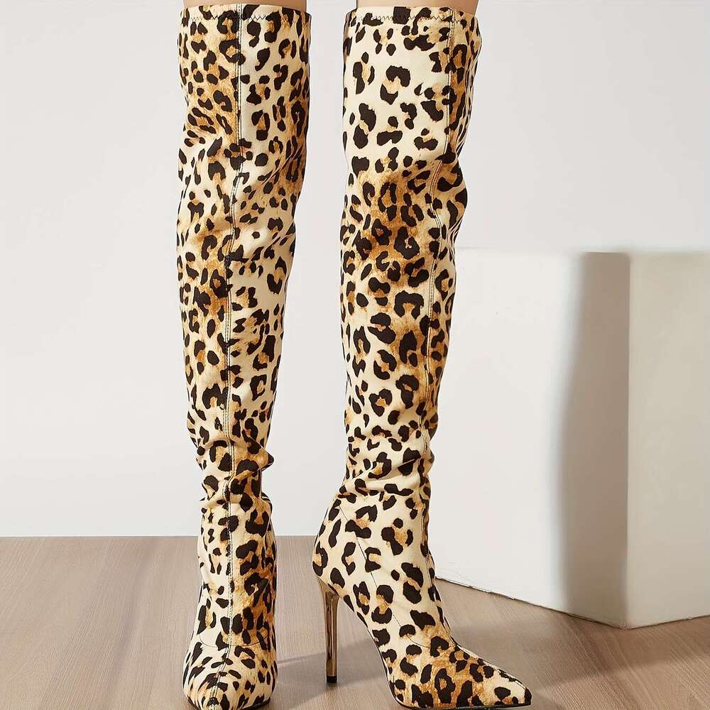 Women's Sexy Snake Light Beige - Pointed Toe Stiletto High Heel, All-Season All-Terrain Thin Heel With Fabric Upper & Rubber Sole, Elegant Dress 