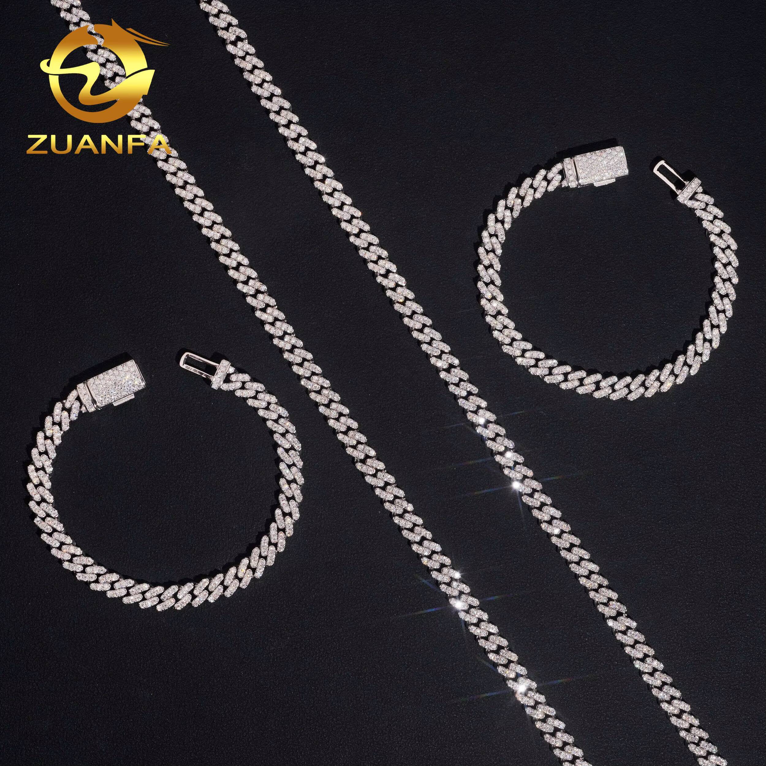 Hip Hop Jewelry 6MM Cuban Link Chain Moissanite 925 Silver Iced Out Cuban Link Bracelet USA Local Stock Pass Diamond Tester