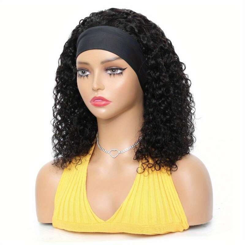 200% Density Brazilian Remy Human Hair Wig - Glueless Headband Deep Wave Sporty Style Rose Net For Women, Natural Look & Secure Fit, All Ethnicities, 