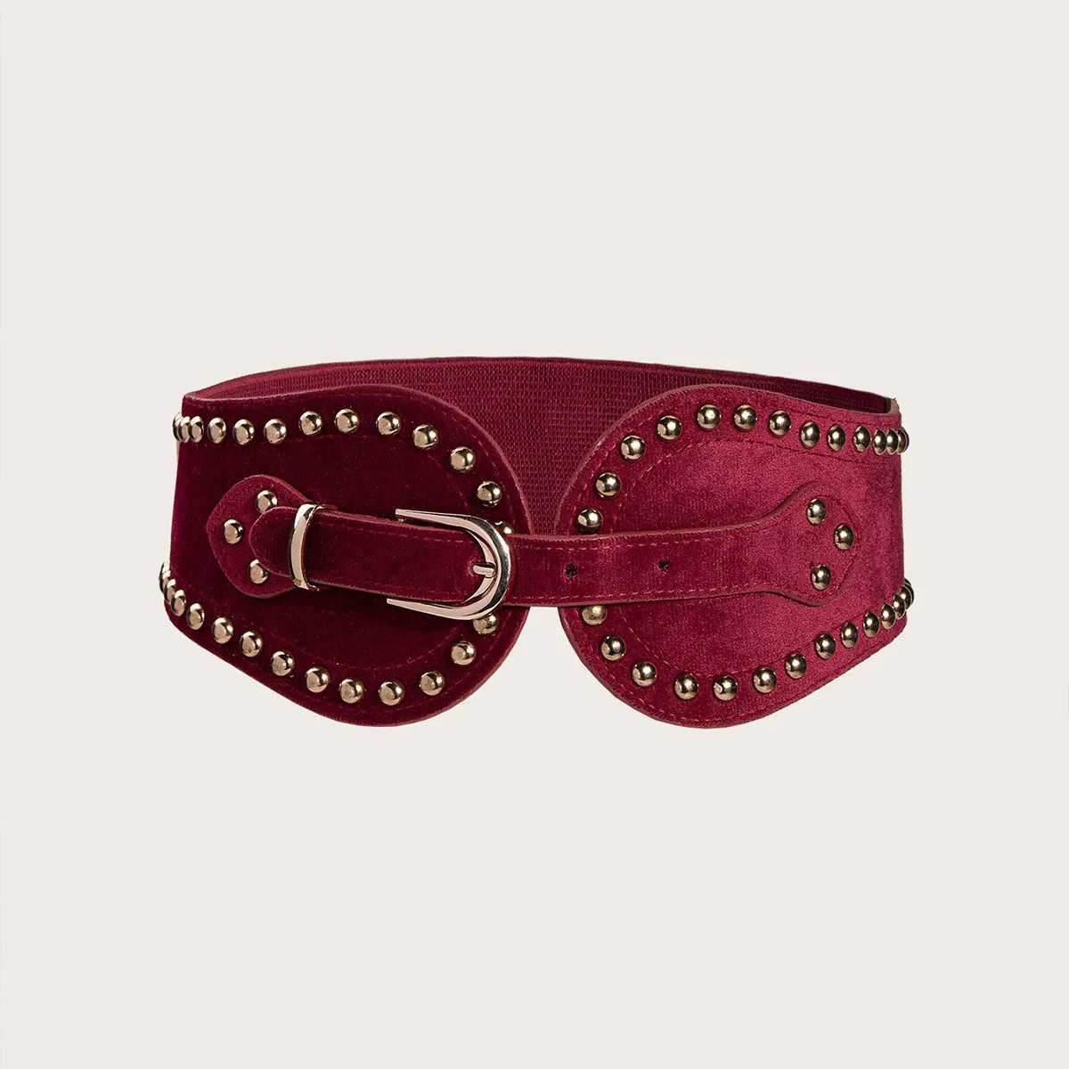 Womens Fashion and Handsome Suede Rivet Elastic Wide Belt Adjustable Western Elastic Belt 251028