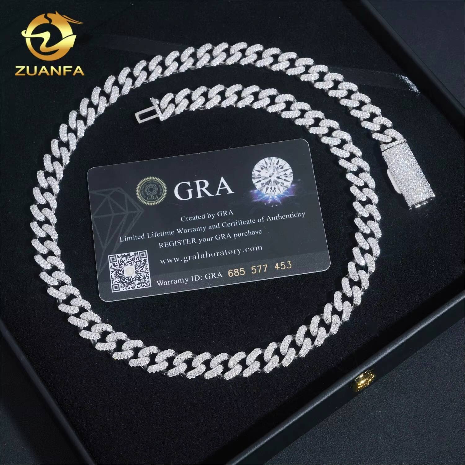 High Quality 10mm 2Rows VVS Iced Out Moissanite Hip Hop Jewelry Diamond Custom 925 Silver Miami Cuban Link Chain Necklace