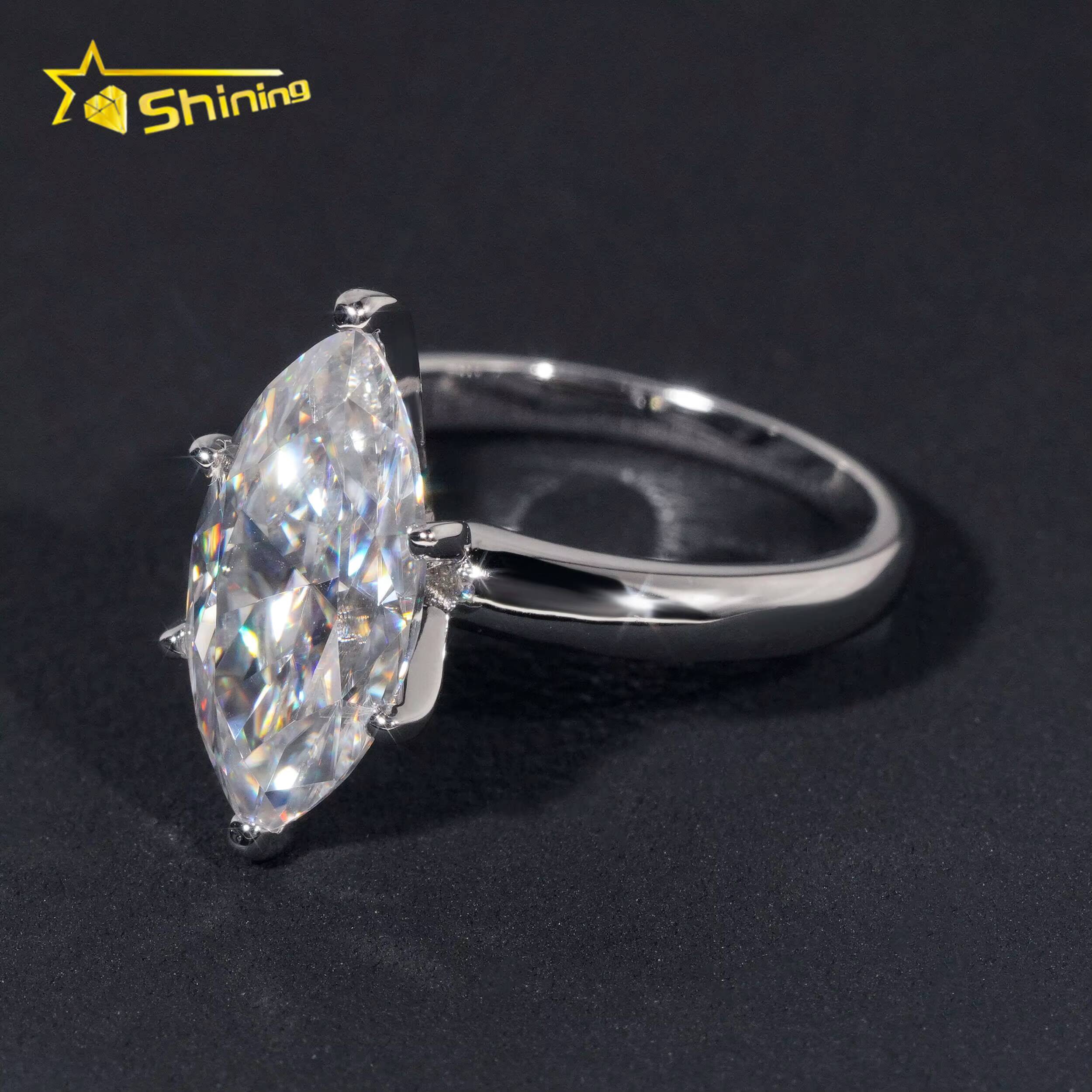 925 Sterling Silver 8x16MM 4CT Marquise Cut Moissanite Simple Six Claws Engagement Wedding Ring Moissanite Ring Party Gifts
