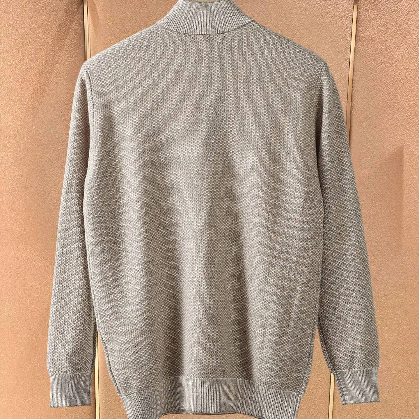 LP Italy 25Aw Embroidered Letter Wool Men's Semi-Zip Knitted Sweater