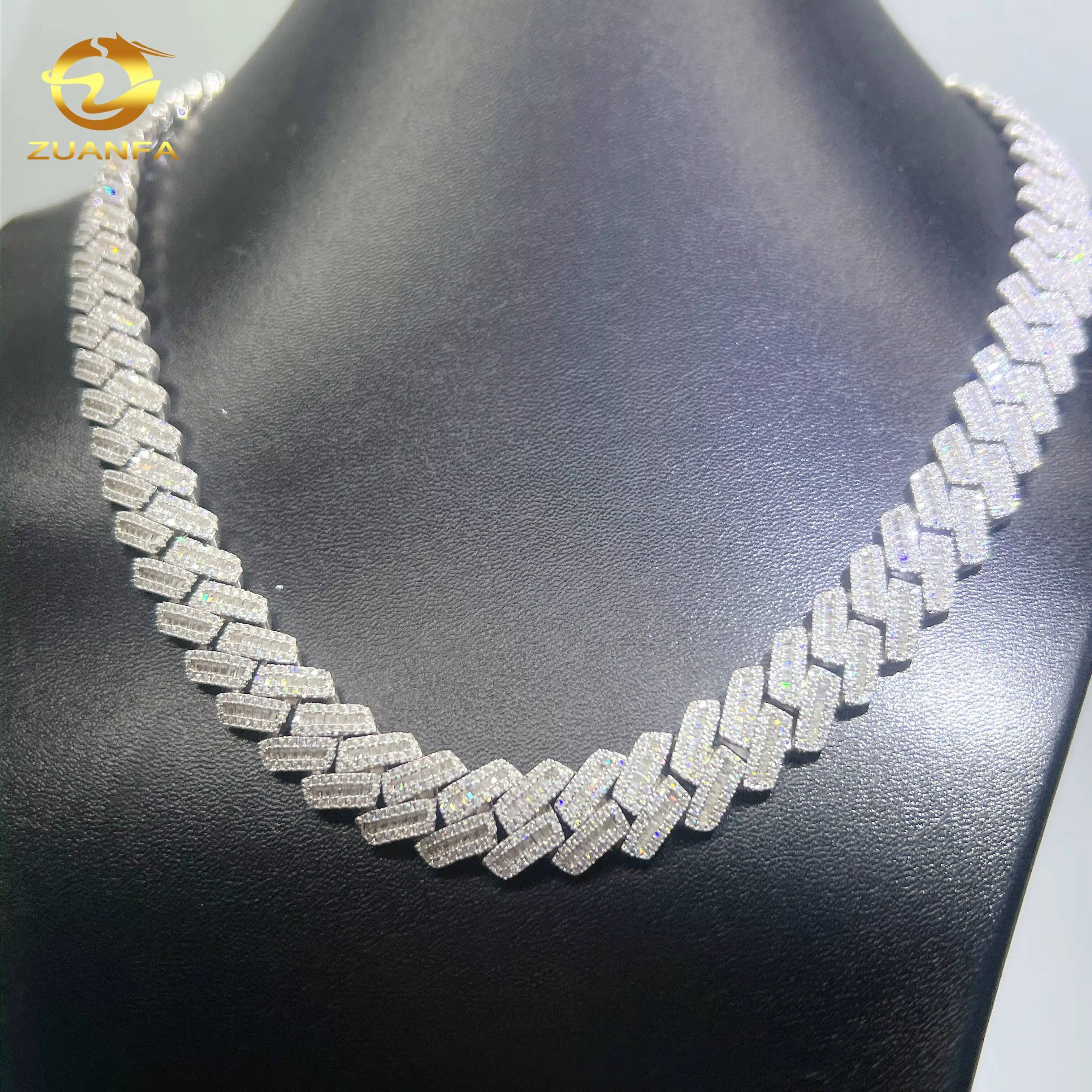 12mm Fine Jewelry Luxury 925 Sterling Silver VVS Moissanite Platinum Hip Hop Custom Iced Out Cuban Link Chain