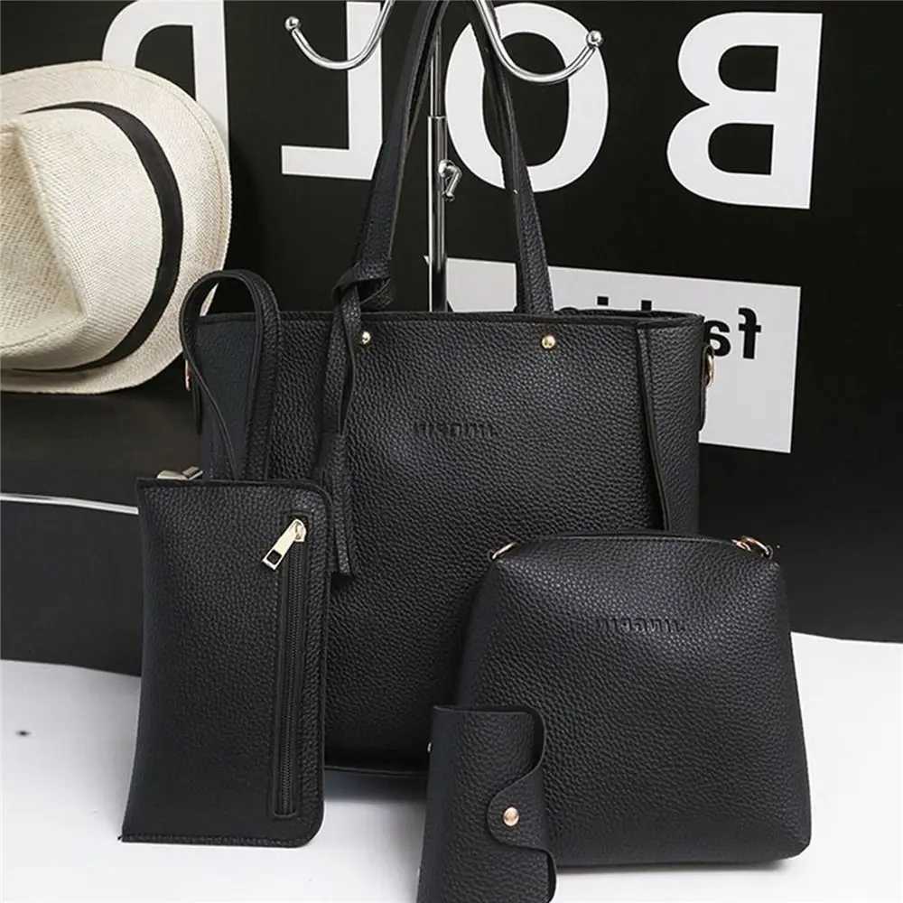 4PcsSet New High Capacity Crossbody Bag Leather Handbag Shoulder Bag Wallet Purses Portable Women Girls Fashion Casual BagW251028