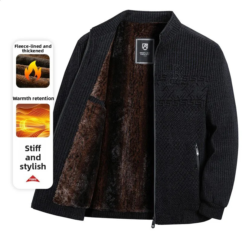 Highquality Winter Extra Warm Jacket Men Fleece Thick Windproof Casual Outwear Regular Comfortable and Versatile Zipper Coat 251027