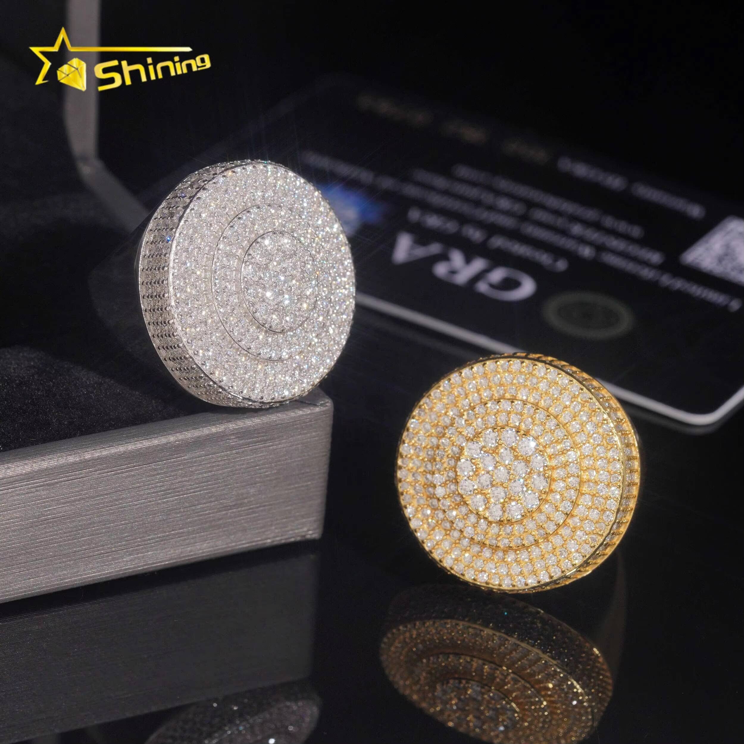 Fine Jewelry Hip Hop Style Iced Out GRA Certificated 925 Sterling Silver Moissanite Men Ring