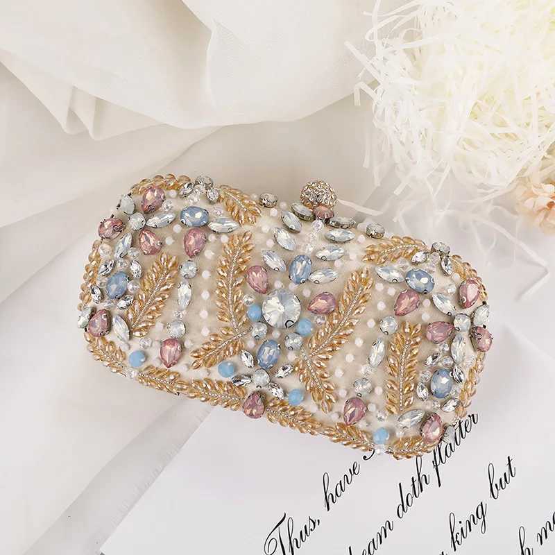 New Champagne Dinner Bag Colorful Rhinestone Handheld Bag European and American Style Womens Evening Dress Bag Storage Bag H251027