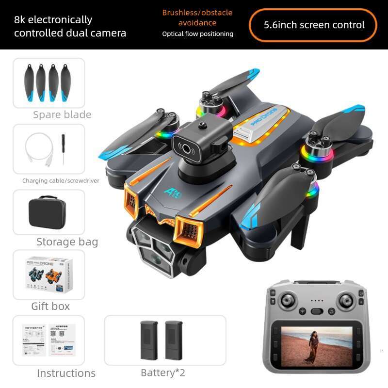 New A Brushless Inch Drone With Screen HD Aerial Photography Quadcopter Obstacle Avoidance Remote Control Airplane