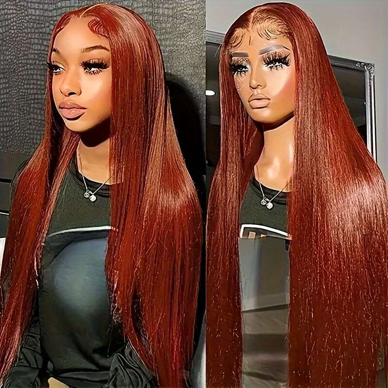 Fashions Reddish 13X4 Pre Plucked With Baby Hd Frontal For Women Red Brown Lace Front Wig Glueless Wigs Human Hair