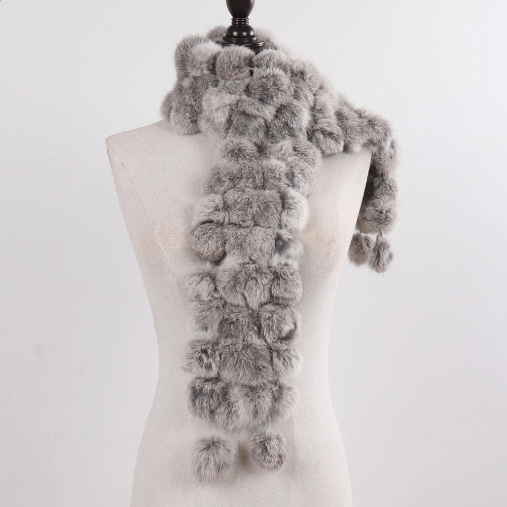 Women Winter Warm Rabbit Fur Scarf Natural Rabbit Fur Muffler Lady 100 Genuine Fur Scarves Wholesale Retail 251023