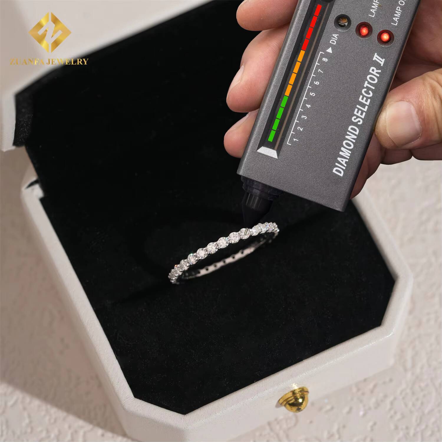 2mm Round Cut Moissanite Diamond Thin Hoop Ring 1 Row Women 925 Silver Moisasnite Hip Hop Ring Iced Out Eternity Ring