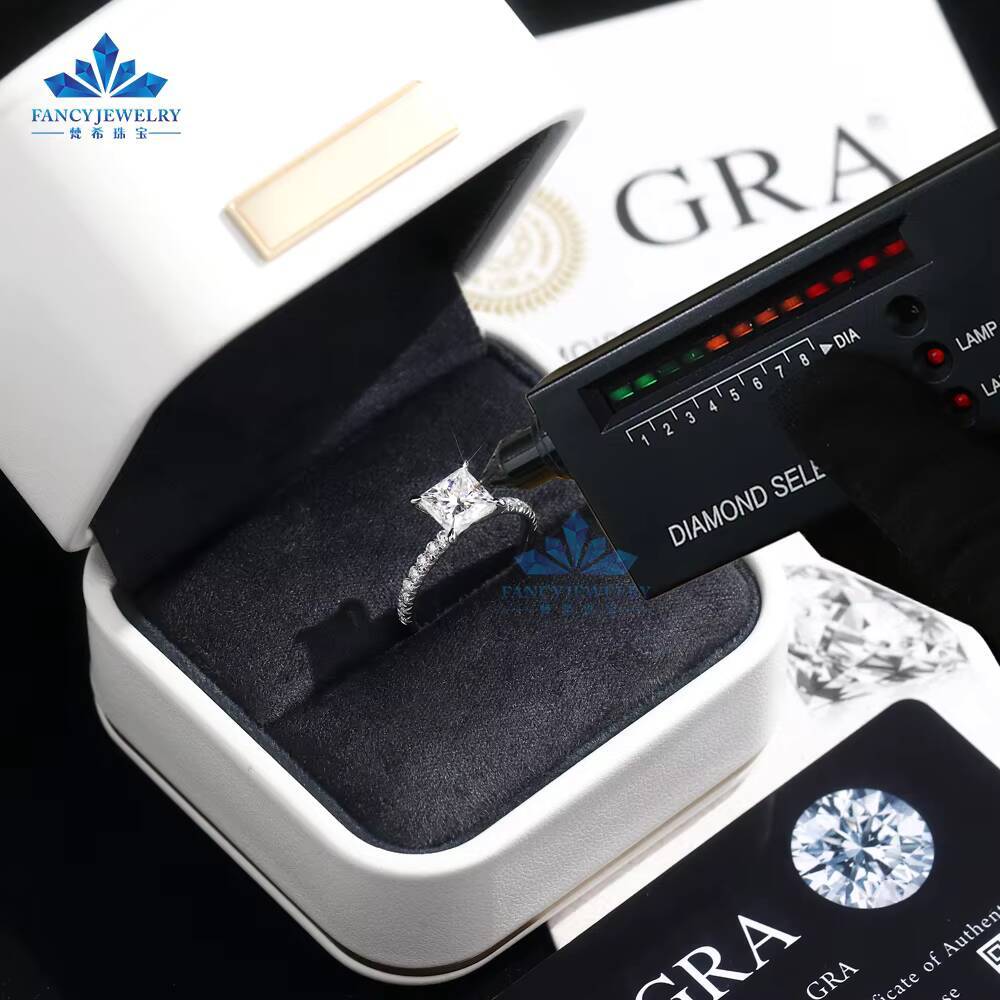 Solid 925 Sterling Silver Princess Cut Ring 2ct Moissanite Lab Diamond Engagement Jewelry 18K Gold Plated VVS Ring Moissanite