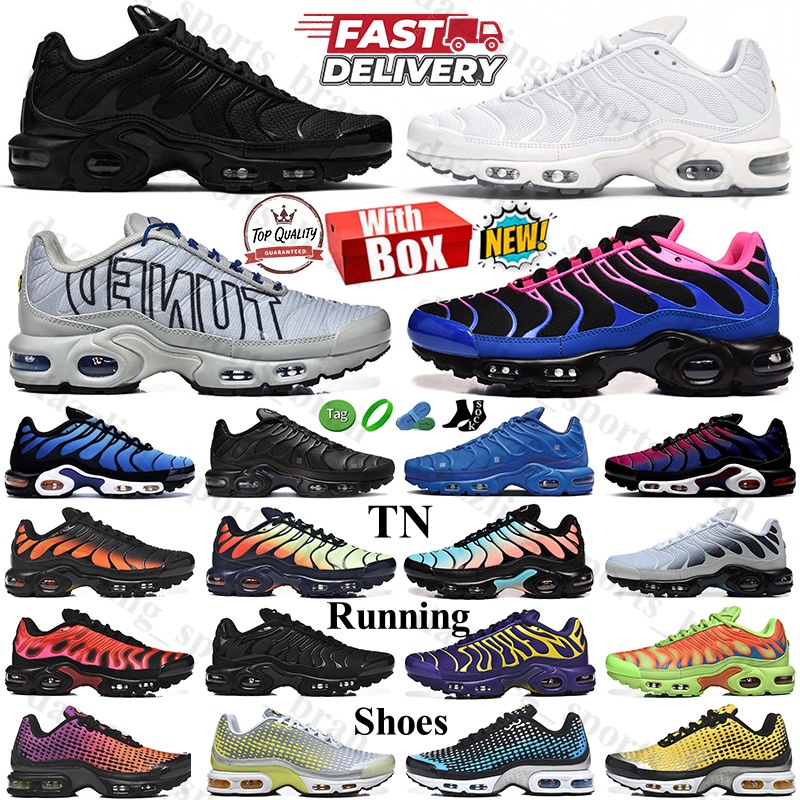 With Box Tns TN Plus Supreme VII Designer Running Shoes Mens Womens Triple Black White Hyper Blue Tennis Breathable Outdoors Sports Sneakers Trainers Size Eur 36-46