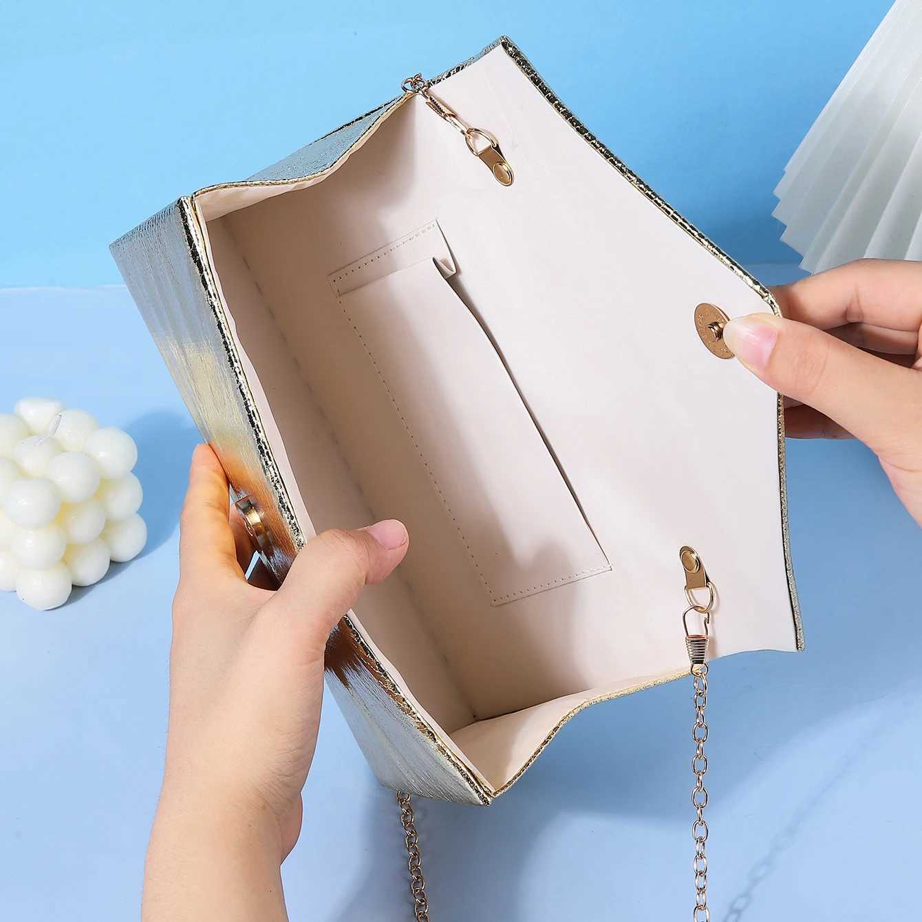 Senior Ladies Fashion Evening Gown Bag with Metal Chain Single Shoulder Satchel for Marriage Party Dinner H251027