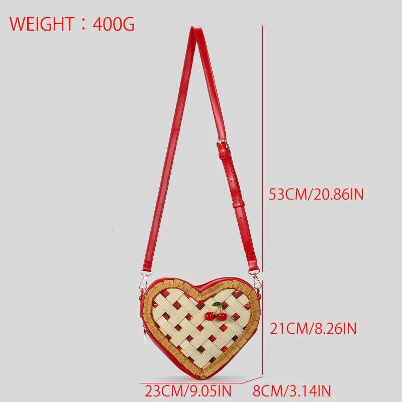 Sweet Love Hearts Shaped Crossbody Bag for Women Cute Cherry Ornament Red Shoulder Bags for Girls Funny Small Phone Purses 2025W251028