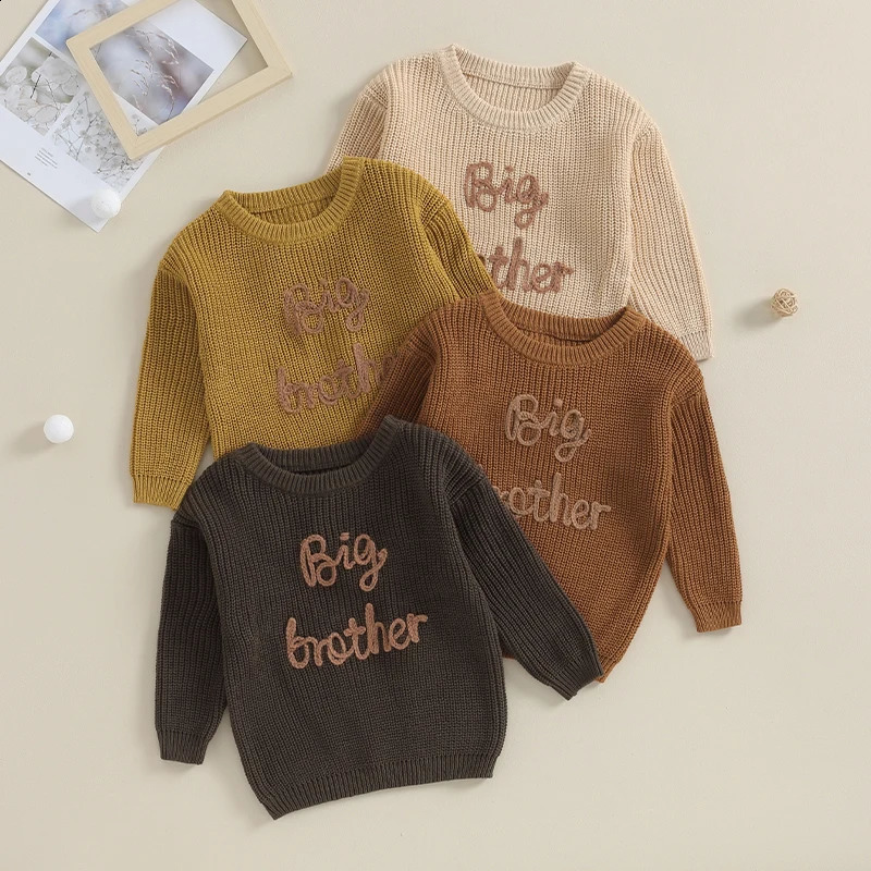 0918 Lioraitiin 12M5Y Winter born Kids Boys Sweaters Cotton Long Sleeve Letter Embroidery Pullover Loose Knitwear Tops 251027