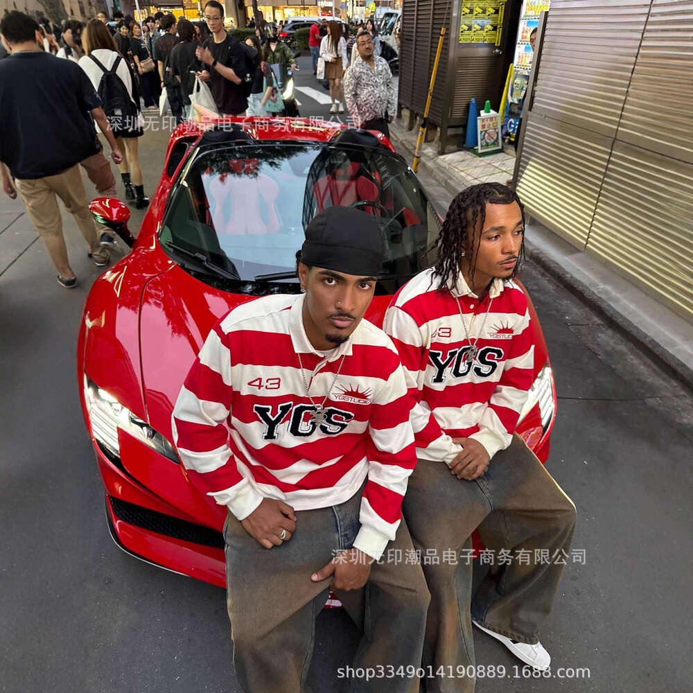 Autumn Street Fashion Versatile Red and White Tone Matching Three-Dimensional Letter Embroidery Pattern Loose Top