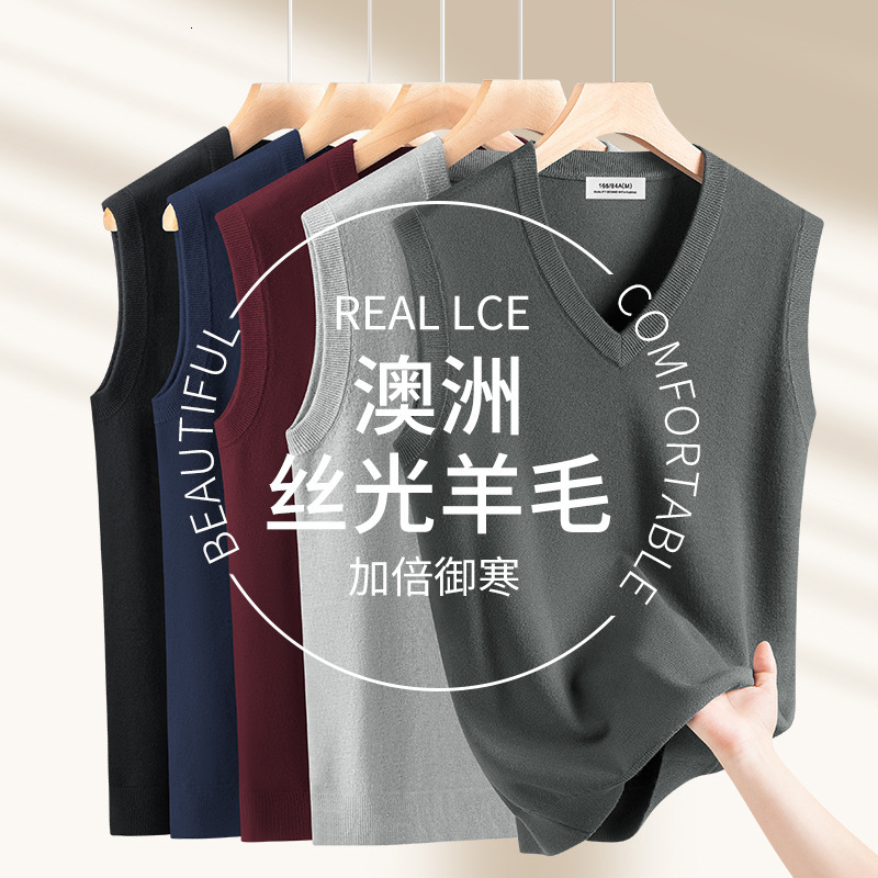 Thick Knitted Vest 2025 Autumn Winter Warm Vest Sweater Slim Designer Sweater Fit V-neck Knitwear