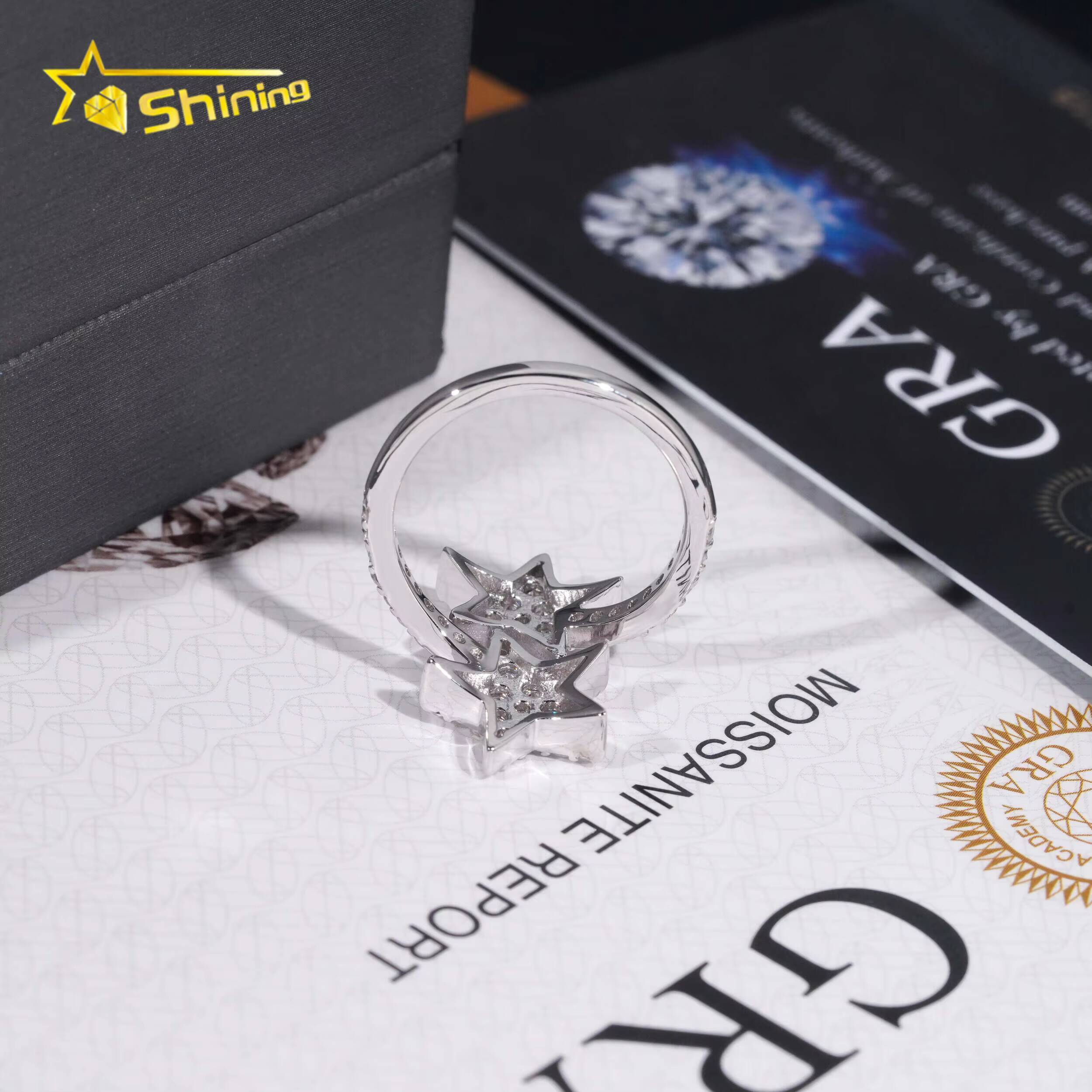 Wedding Jewelry Luxury Women Wedding Ring Pass Diamond Tester 925 Sterling Silver Round Brilliant Cut Moissanite Engagement Ring