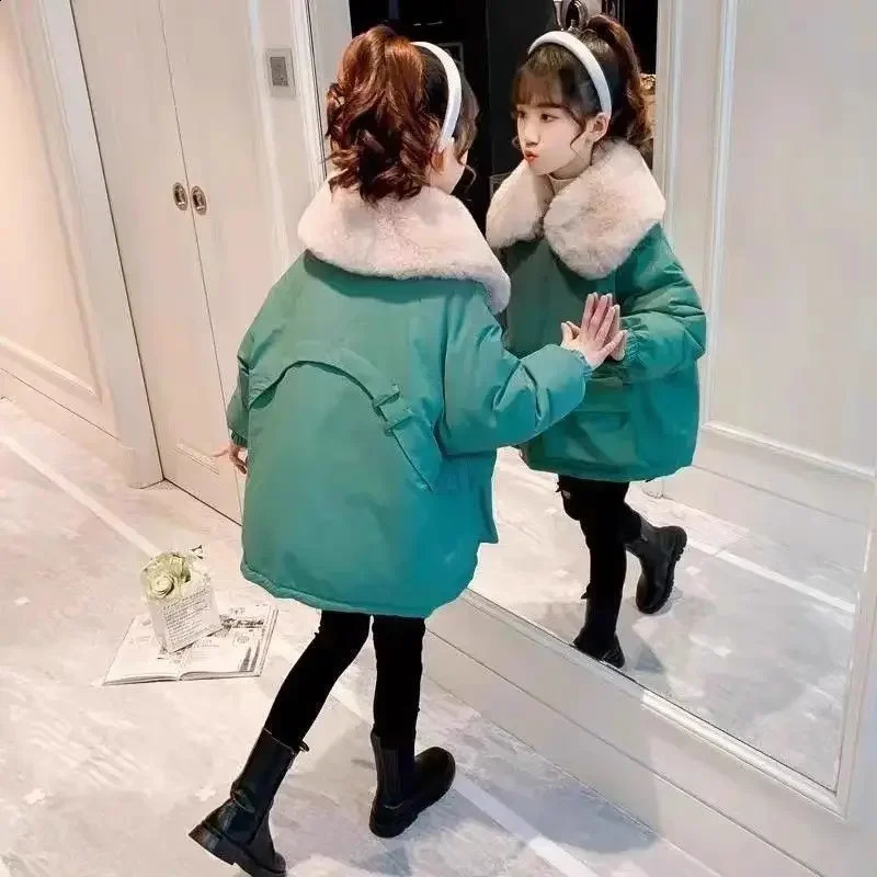 Girls Thicken Coat Winter Fleece Lined Jacket Children Warm Cotton Clothes Autumn Kids Fashion Casual Parkas 251027