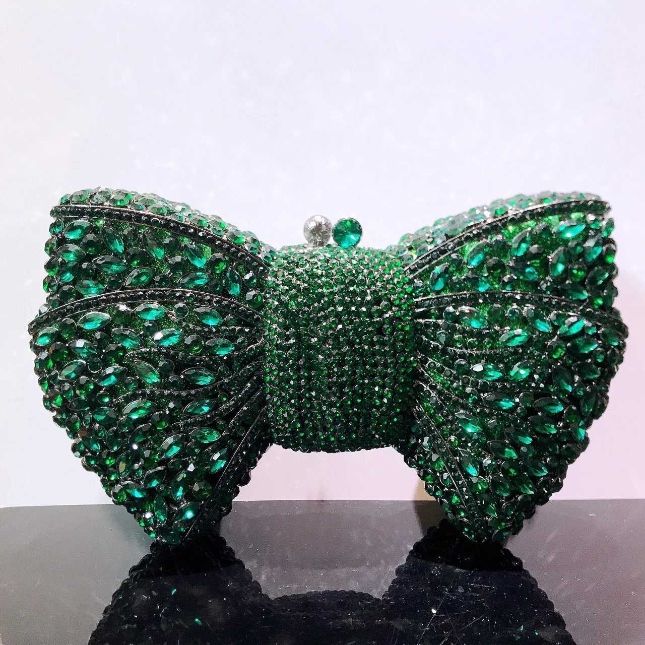 Newest Rhinestone GreenBlack Clutch Purse Bow Diamond Women Red Evening Clutches Bags Wedding Bridal Bag Stones Handbags H251027