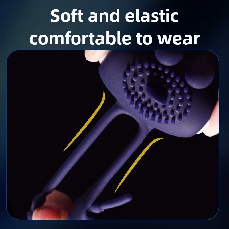 Flaming Rabbit Vibrating Cock Ring - Bunny Ear & Bead Stimulator for Couples, Dual Motor Vibration & Delay Function LL-2413