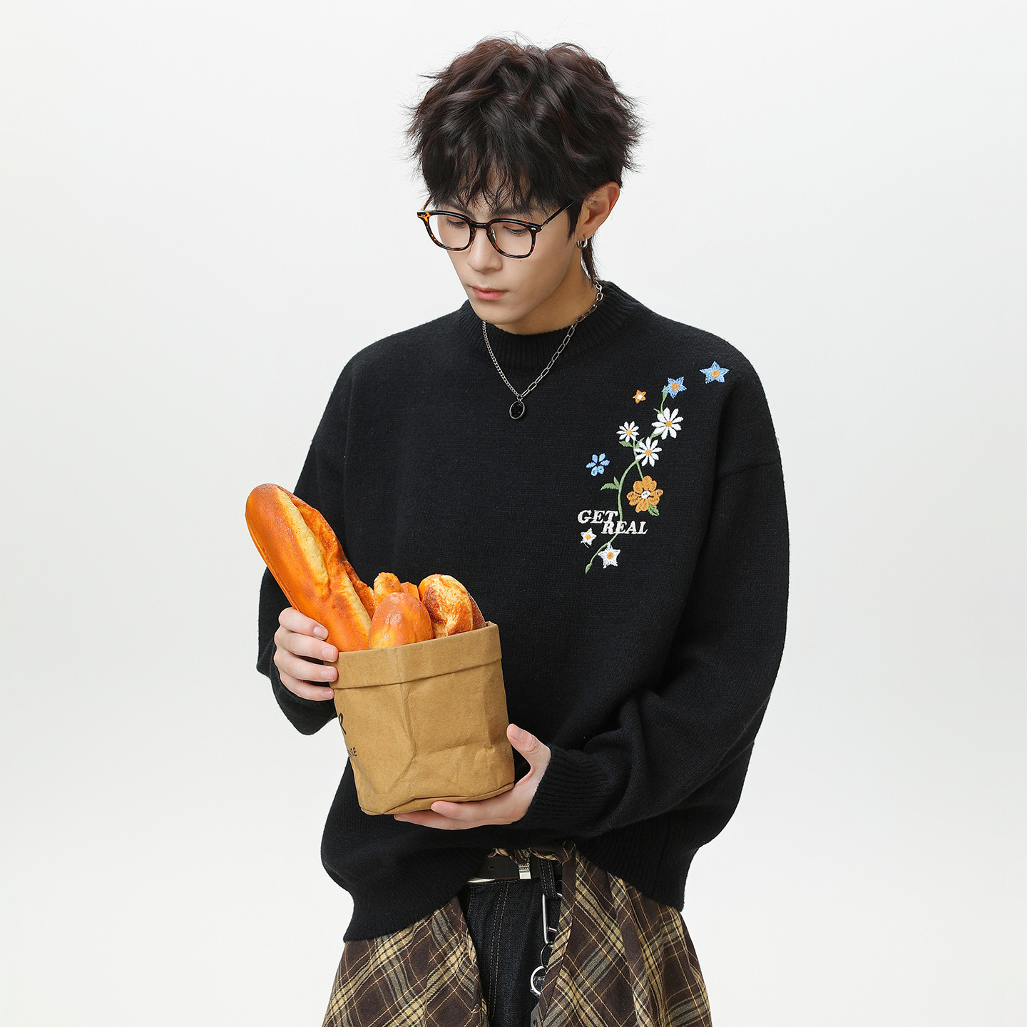 Textured Floral Embroidery Sweater For Men Luxury Bag Autumn And Winter New Loose Pullover Knitwear Designer Sweater Thickened Warm Sweater Jacket