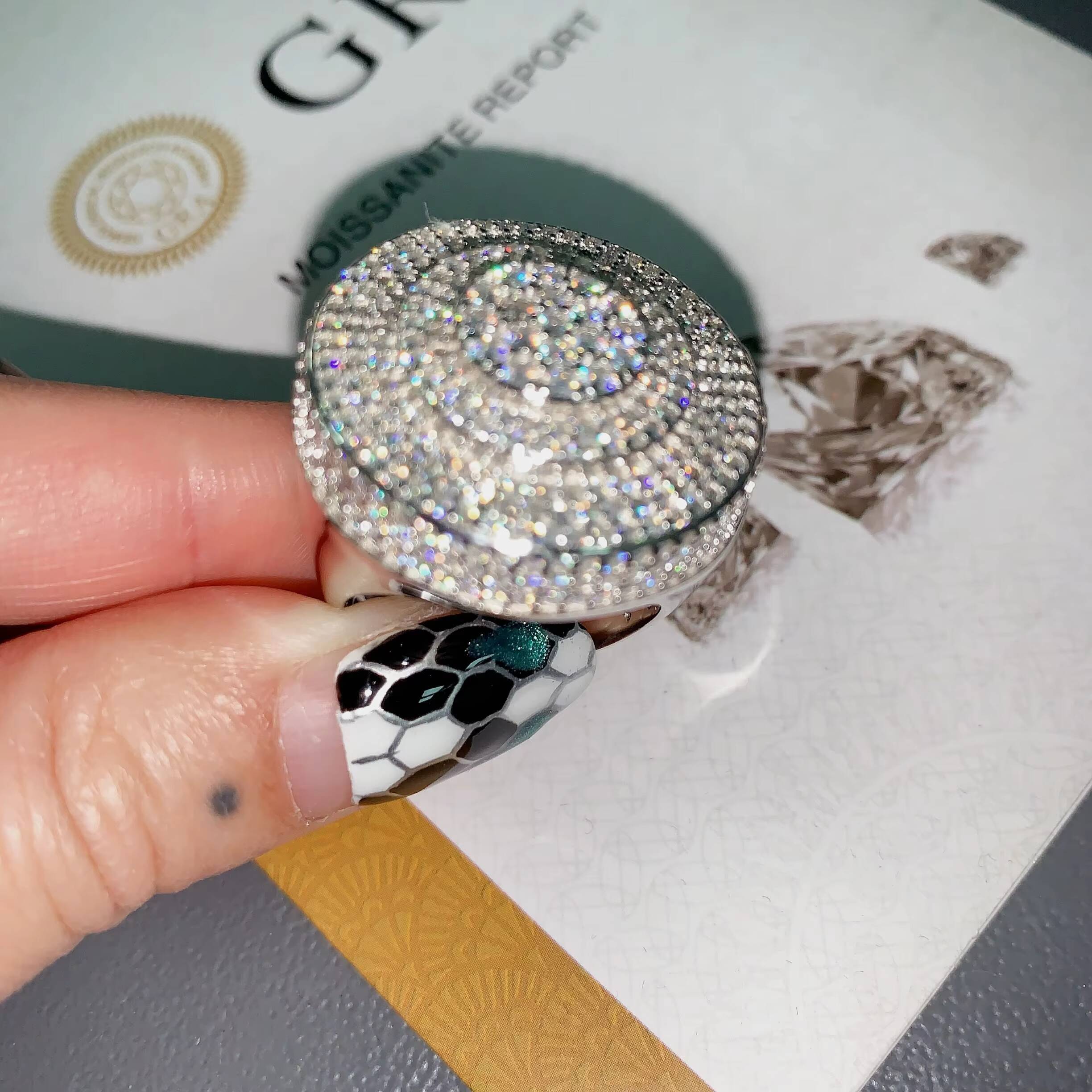 Big Circle Championship Ring White Gold Plated Jewelry Moissanite Men Ring 925 Iced Out Rings for Men Hip Hop Fine Jewelry