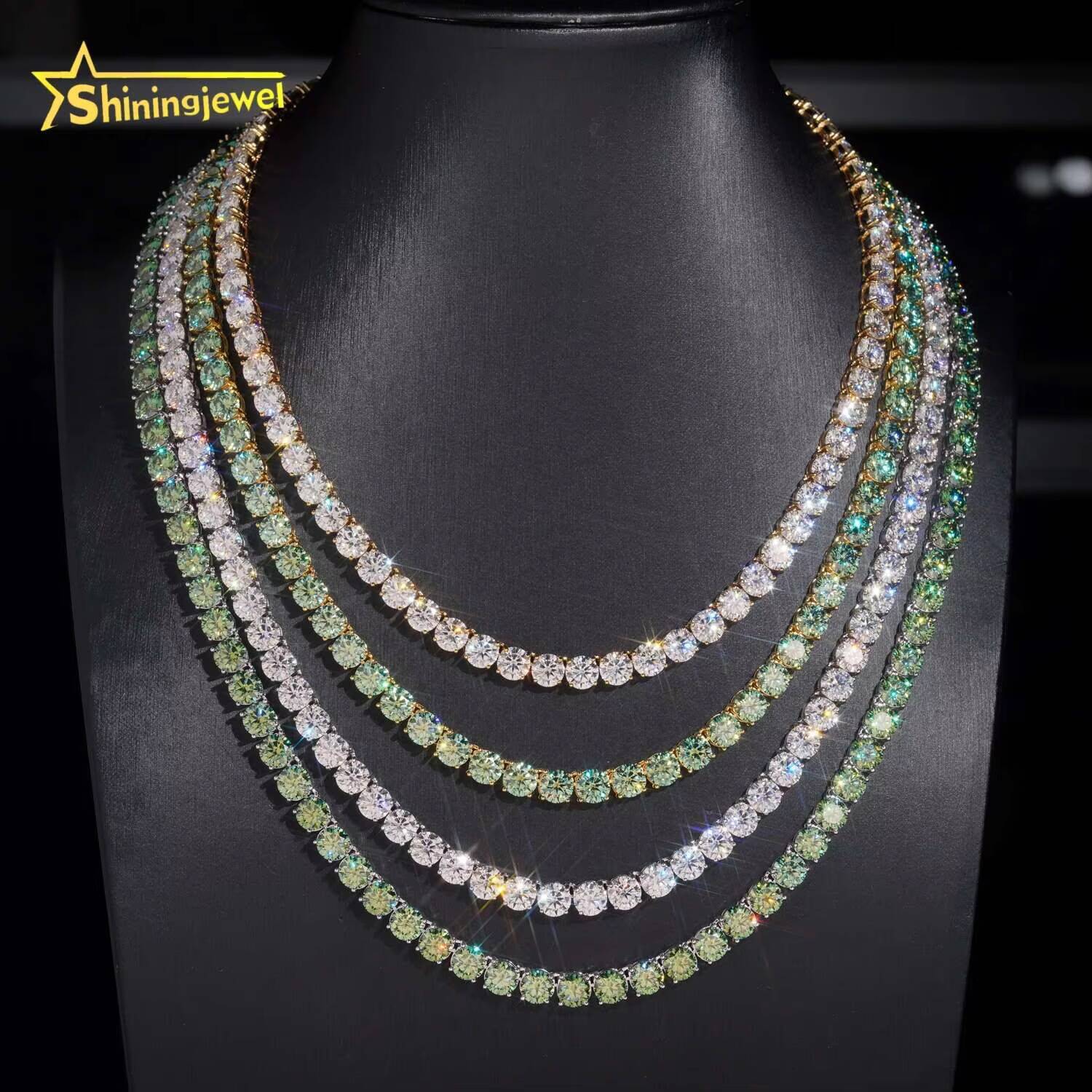 New Stock Fine Jewelry 925 Sterling Silver Fashion Necklaces 65MM Diamond Iced Out Moissanite Tennis Chain Necklace