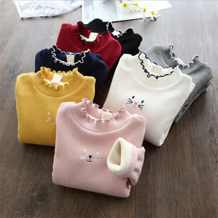 Fashion Girls Sweaters Winter Children Clothes Cartoon Kids Tops Warm Velvet Thick Kids Sweater Girls Outwear Sweater 251027